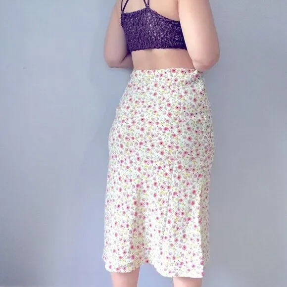 Maison d’Amelie Floral Maxi Skirt Size 4 White Small Flower Print - Picture 3 of 7